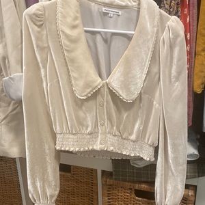 Reformation velvet top cream size 2